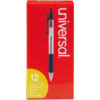 Universal™ Comfort Grip Retractable Ballpoint Pen 1mm Black Ink Clear Barrel Dozen