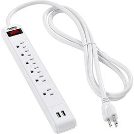 Global Industrial™ Surge Protected Power Strip W/USB Ports 5+1 Outlets 15A900 Joules6' Cord