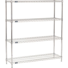 Nexel® 4 Shelf Chrome Wire Shelving Unit Starter 48""W x 14""D x 63""H