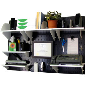 Wall Control Office Wall Mount Desk Storage and Organization Kit Black/White 48"" X 32"" X 12""