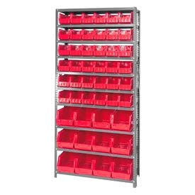Quantum QSBU-230240 Steel Shelving With 48 Giant Stacking Bins Red 12x36x75