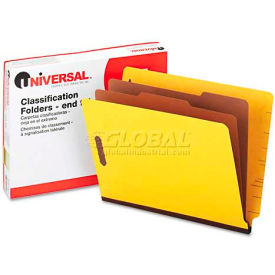 Universal® Pressboard End Tab Classification Folders Letter Six-Section Yellow 10/Box
