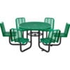 Global Industrial 46"" Round Picnic Table w/ 6 Seats Expanded Metal Green