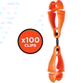 Ergodyne® 3420-BULK Squids® Swivel Glove Clip Holder Dual Clips 100-Pack Orange