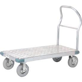 Global Industrial™ Aluminum Diamond Deck Platform Truck 60x30 1200 Lb. Cap. 8"" Pneu Casters