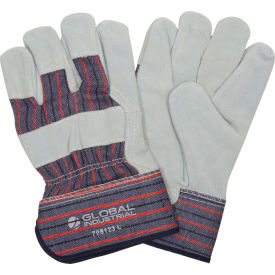 Global Industrial™ Leather Palm Safety Gloves with 2-1/2"" Safety Cuff Large 1 Pair