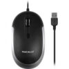 Macally USB Wired Optical Quiet Click Mouse for Mac & PC Space Gray & Black