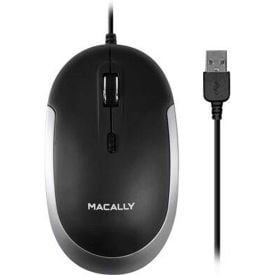 Macally USB Wired Optical Quiet Click Mouse for Mac & PC Space Gray & Black