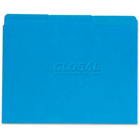 Universal® Recycled Interior File Folders 1/3 Cut Top Tab Letter Blue 100/Box