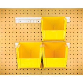 Quantum HNS230 Hang & Stack Bins w/Two 12"" Rails Four Bins 5-1/2""W x 10-7/8""D x 5""H Yellow