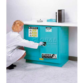 Justrite 31 Gallon 2 Door Self-Close Fume Hood Acid Cabinet 48""x21-5/8""x35-3/4"" Blue