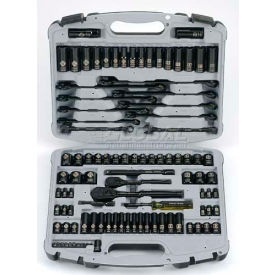Stanley 92-839 99 PC. 1/4"" & 3/8"" SAE/Metric Black Chrome Laser Etched Socket Set