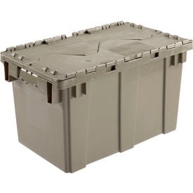 Global Industrial™ Plastic Attached Lid Shipping & Storage Container 22-3/8""Lx13""Wx13""H Gray