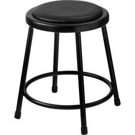 Interion® 18"" Steel Work Stool with Vinyl Seat - Backless - Black - Pack of 2