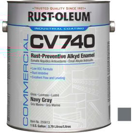Rust-Oleum Comm Cv740 100 VOC DTM Alkyd Enamel Rust-Prev Maint Paint Gloss Nvy Gray Gal Can- 255613