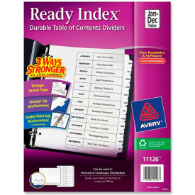 Avery T.O.C. Divider Printed Jan to Dec 8.5""x11"" 12 Tabs White/White