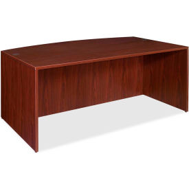 Lorell® Bow Front Desk Shel - 72""W x 36""D x 29-1/2""H - Mahogany - Essentials Series