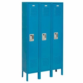Global Industrial™ Infinity® 1-Tier 3 Door Locker 36""W x 18""D x 66""H Blue Assembled