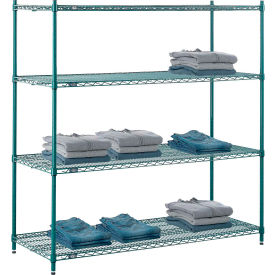 Nexel® 4 Shelf Poly-Green® Wire Shelving Unit Starter 60""W x 21""D x 54""H