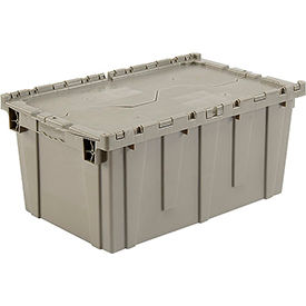 Global Industrial™ Attached Lid Shipping & Storage Container 27-3/16""x16-5/8""x12-1/2"" Gray