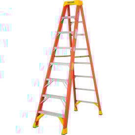 Werner 8' Fiberglass Step Ladder w/ Plastic Tool Tray 300 lb. Cap - 6208