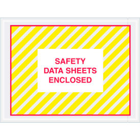 SDS Envelopes w/ ""Safety Data Sheet Enclosed"" Print 6""L x 4-1/2""W Yellow/Red 1000/Pack