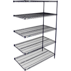 Nexel® 5 Shelf Nexelon® Blue Wire Shelving Unit Add On 72""W x 21""D x 63""H