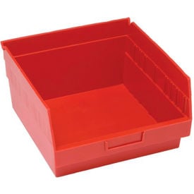 Plastic Nesting Storage Shelf Bin QSB209 11-1/8""W x 11-5/8""D x 6""H Red