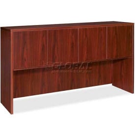Lorell® Hutch With Doors - 66""W x 15""D x 36""H - Mahogany - Essentials Series