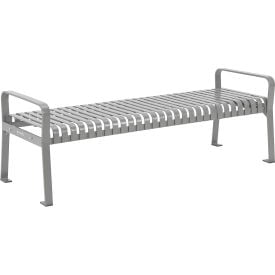 Global Industrial™ 4' Outdoor Bench Backless Vertical Steel Slat Gray