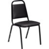 NPS Stacking Chair - 1-1/2"" Vinyl Seat - Square Back - Black Seat with Black Frame