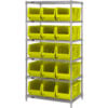 Quantum WR6-954 Chrome Wire Shelving With 10 24""D Bins Yellow 36x24x74
