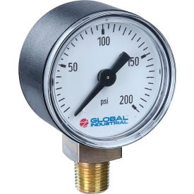 Global Industrial™ 2-1/2"" Pressure Gauge 30 INHG/30 PSI/KPA 1/4"" NPT LM Plastic