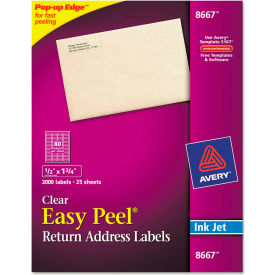 Avery® Easy Peel Inkjet Mailing Labels 1/2 x 1-3/4 Clear 2000/Pack