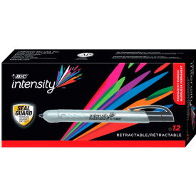 BIC® Intensity Retractable Permanent Marker Fine Bullet Tip Black Dozen
