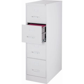 Hirsh Industries® 26-1/2"" Deep Vertical File Cabinet 4-Drawer Letter Size - Light Gray