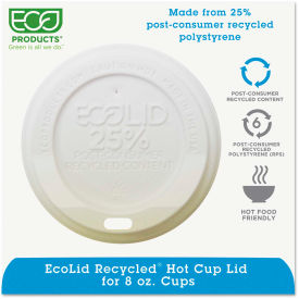 Eco-Products® Eco-Lid 25 Recycled Content Hot Cup Lid Fits 8 oz Cups 1000/Carton