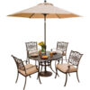 Hanover® Traditions 5 Piece Outdoor Dining Set w/ Umbrella Table