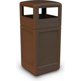 PolyTec™  Square Waste Container with Dome Lid Brown 42-Gallon