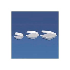 DART® 85HT3R Foam Hinged Food Container 3 Compartments White 200/Carton