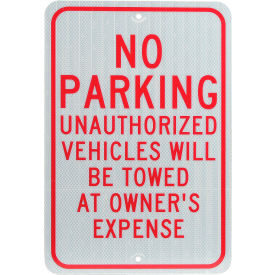 Aluminum Sign - No Parking Unauthorized Vehicles - .08"" Thick TM12J