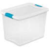 Sterilite 25 Quart 14958006 Clear Storage Latch Tote White Lid Blue Latches 16-1/4 x 11-1/4  x11-5/8