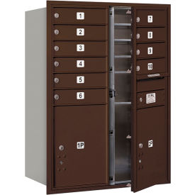 4C Horizontal Mailbox 41""H Double Column 10 MB1/2 PL5 Doors Front Load Bronze USPS