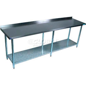 BK Resources 430 Stainless Steel Table 84 x 24"" Undershelf 1-1/2"" Backsplash 18 Gauge