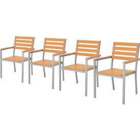 Global Industrial™ Stackable Outdoor Dining Arm Chair Tan 4 Pack