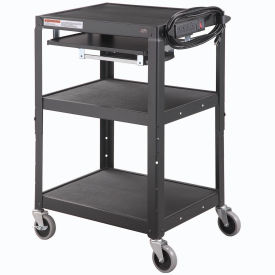 Global Industrial™ Steel Mobile Workstation Cart with Slide out keyboard & Mouse Shelf - Black
