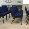 Flash Furniture 21''W Stacking Church Chair - Fabric - Navy Blue Dot Pattern - Hercules Series