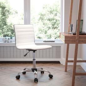 Flash Furniture Designer Ribbed Vinyl Armless Task Chair - Low Back - White