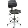 Interion® Shop Stool - Polyurethane - 5 Way Adjustable - Black