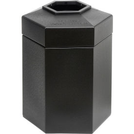 PolyTec™ Open Top Hex Waste Container Black 45-Gallon